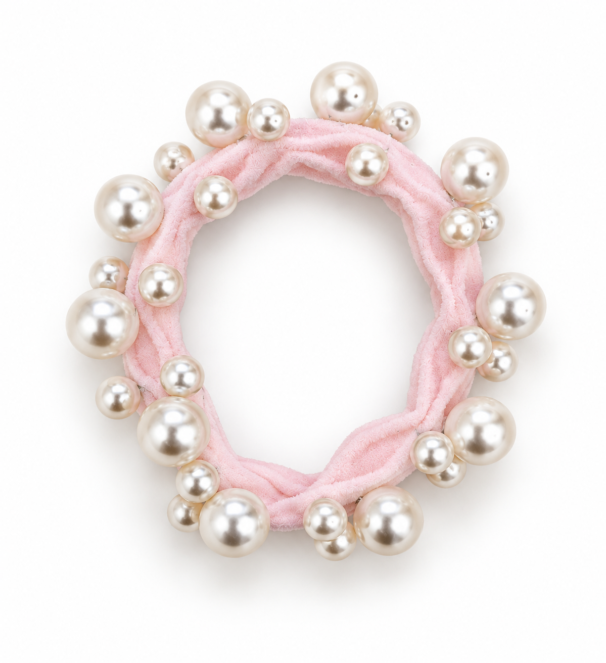 Textured Seamless Pearl Hair Ties Light Pink