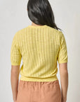 Open Stitch V Neck Cardigan Lemon Sweater - Cardigans Lilla P 