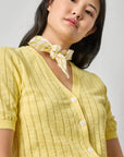 Open Stitch V Neck Cardigan Lemon Sweater - Cardigans Lilla P 