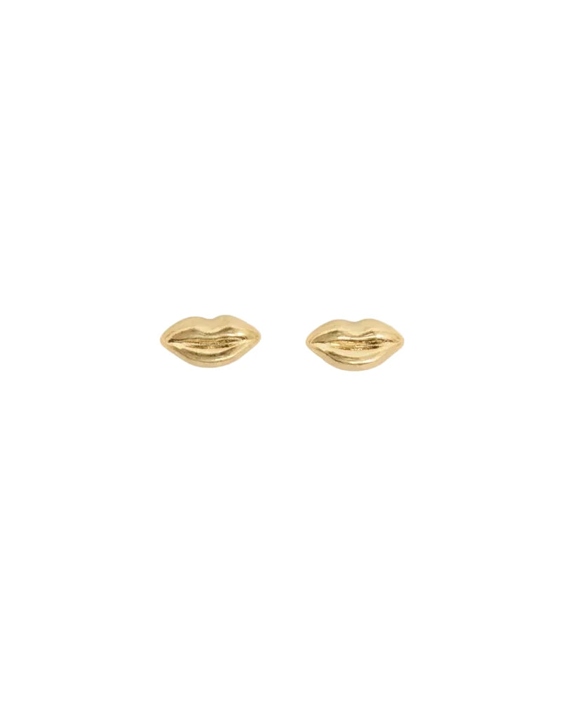 Lips Stud Earrings Gold