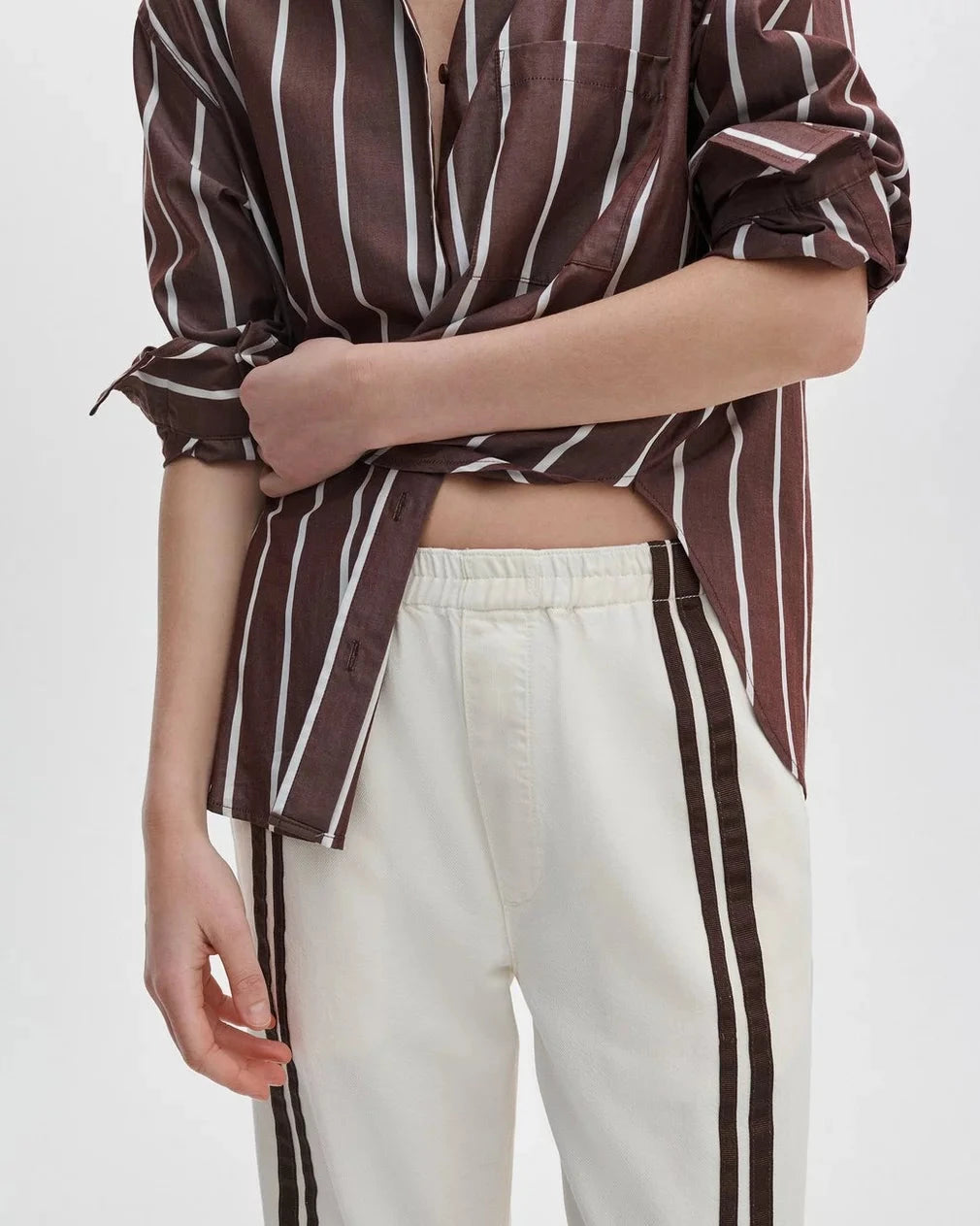 Logan Pull on Track Pant Ecru Sport Denim - Flare & Wide Leg rag & bone 