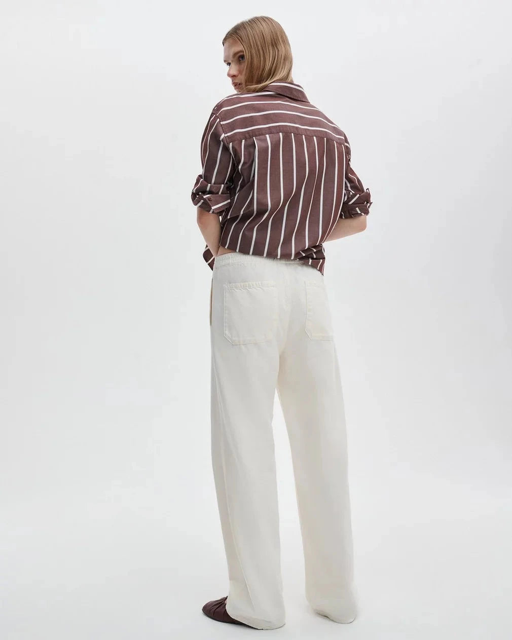 Logan Pull on Track Pant Ecru Sport Denim - Flare & Wide Leg rag & bone 