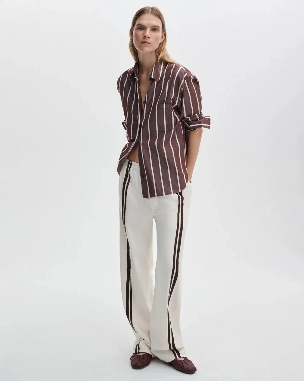 Logan Pull on Track Pant Ecru Sport Denim - Flare & Wide Leg rag & bone 