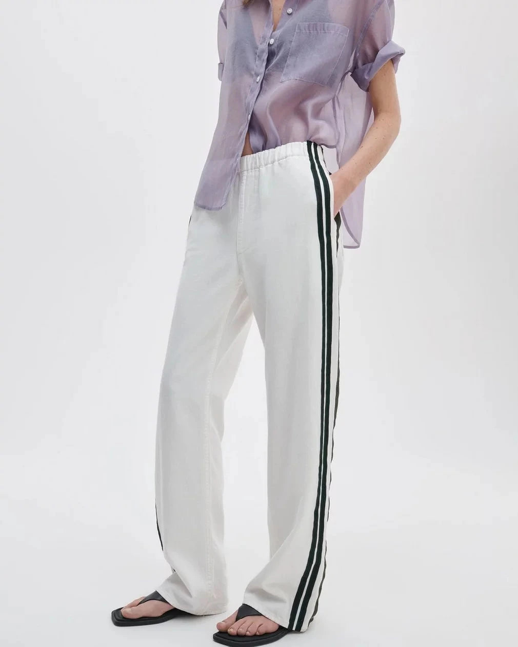 Logan Pull On Track Pant Whitesport Denim - Flare & Wide Leg rag & bone 