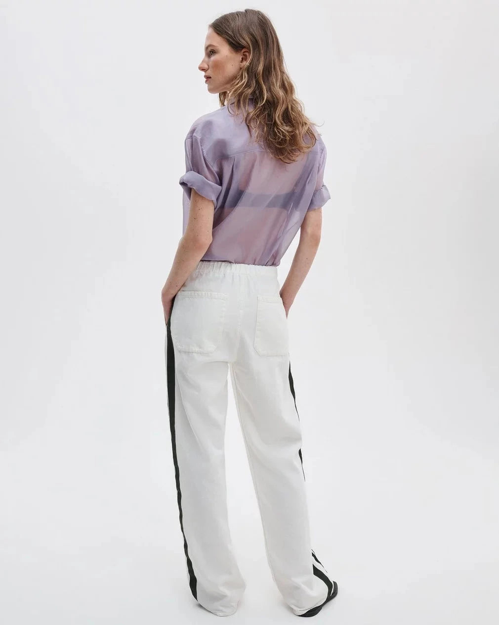 Logan Pull On Track Pant Whitesport Denim - Flare & Wide Leg rag & bone 