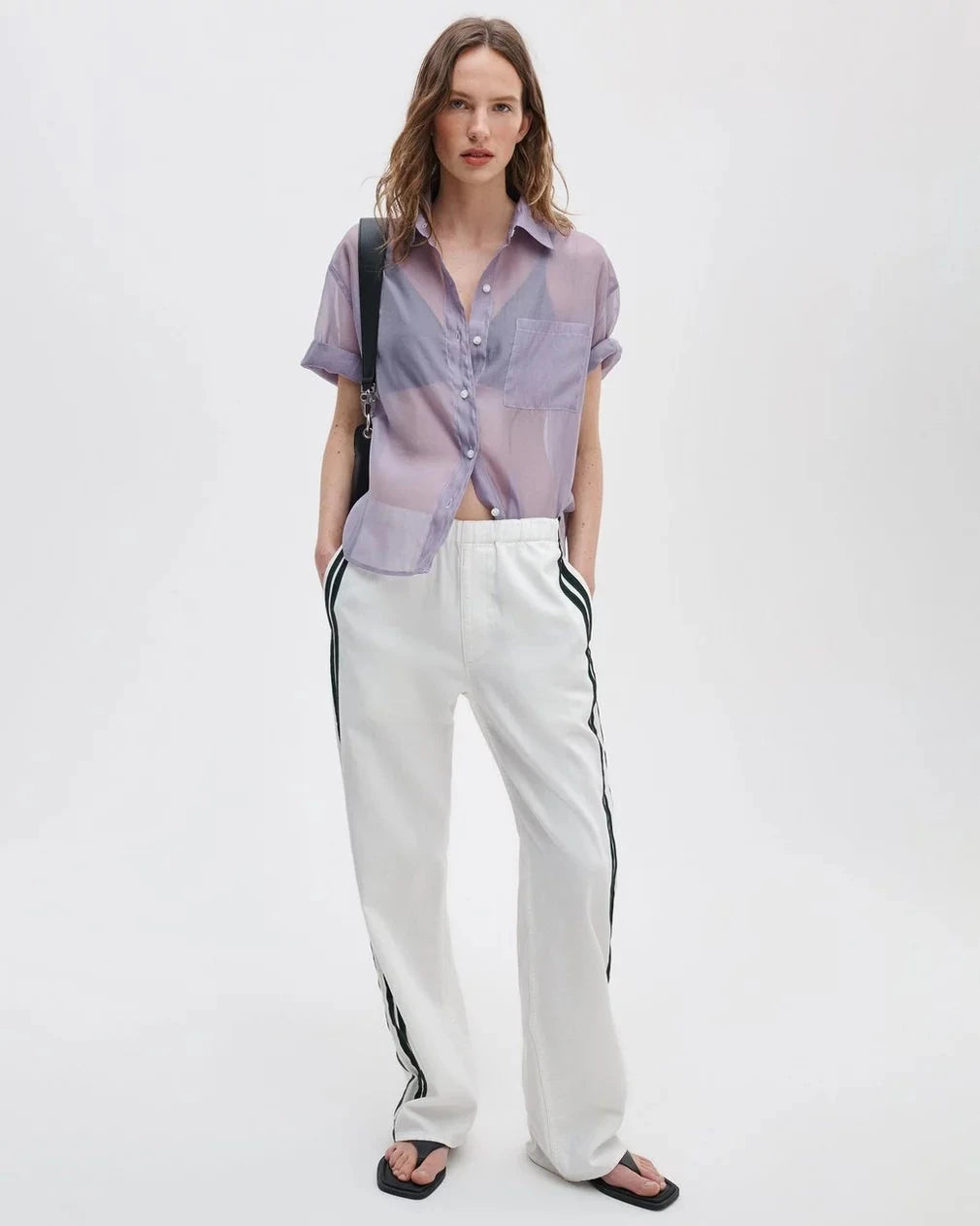 Logan Pull On Track Pant Whitesport Denim - Flare & Wide Leg rag & bone 