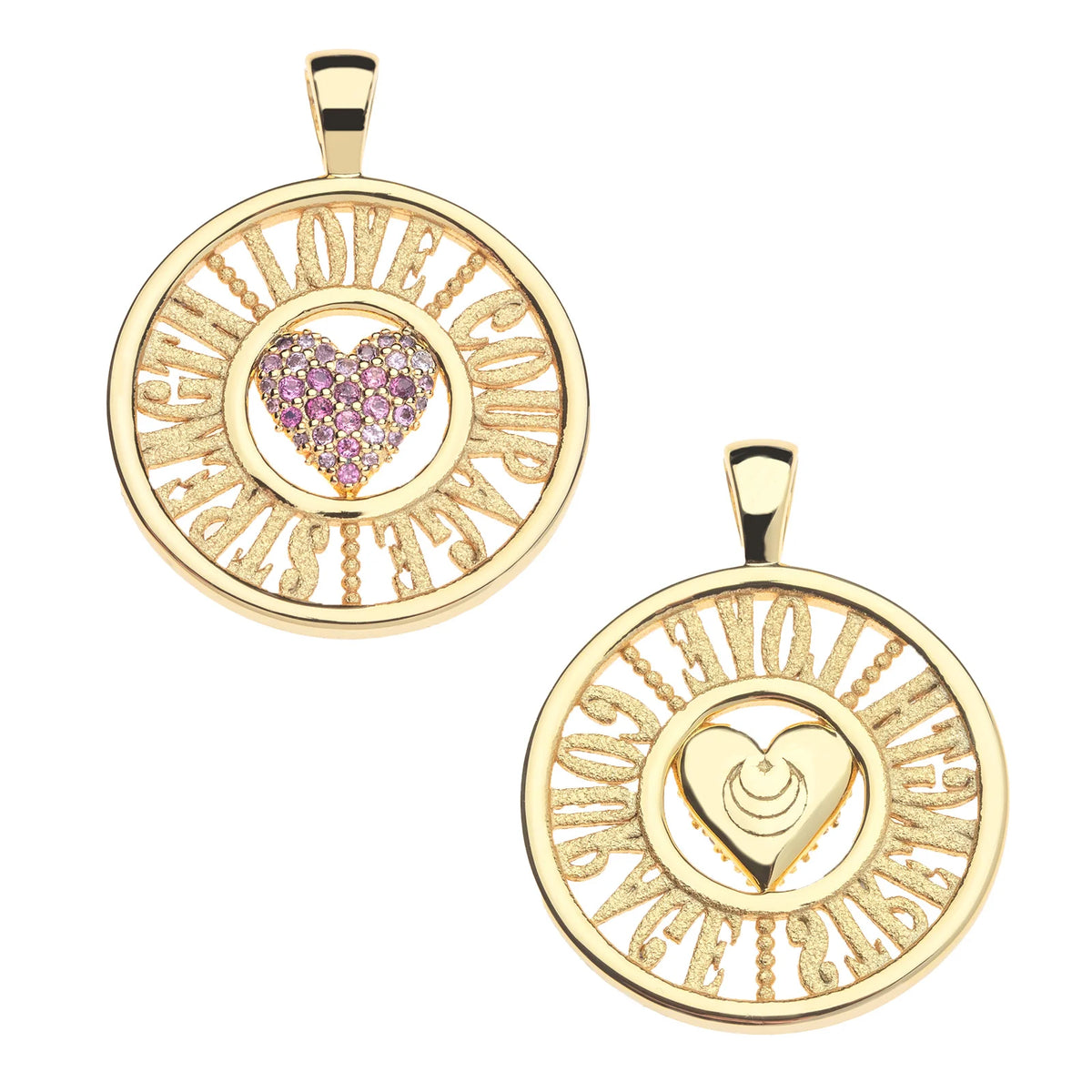 Love Courage Strength Cut Out Coin 16-18" Classic Rolo
