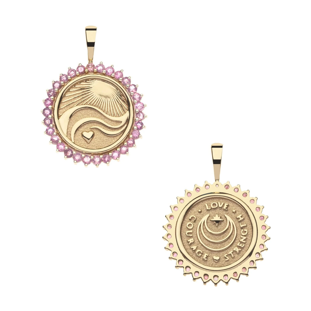 Love Courage Strength Petite Embellished Coin 16-18" Classic Rolo Necklaces Jane Win 