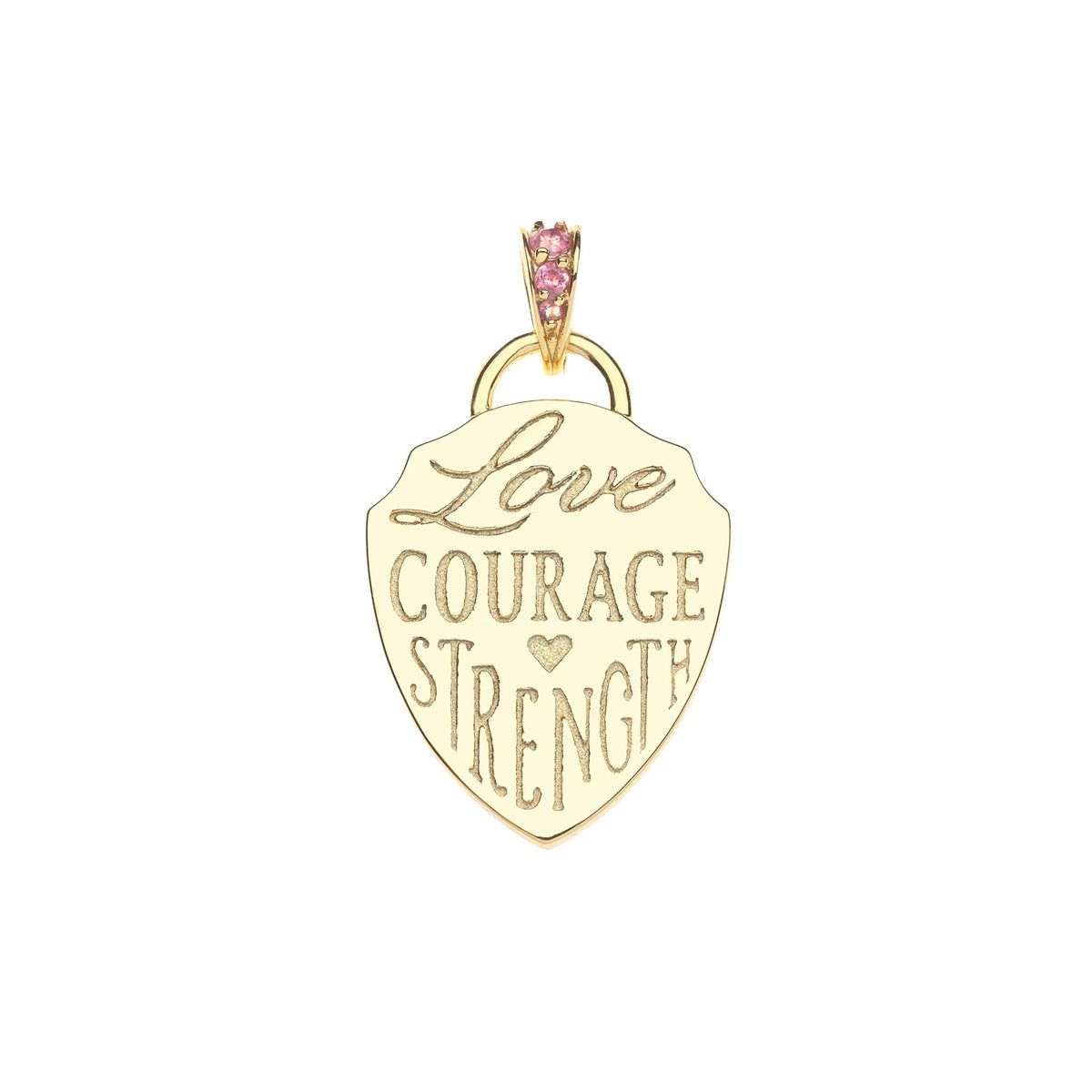 Love Courage Strength Shield Pendant Coin 16-18" Classic Rolo