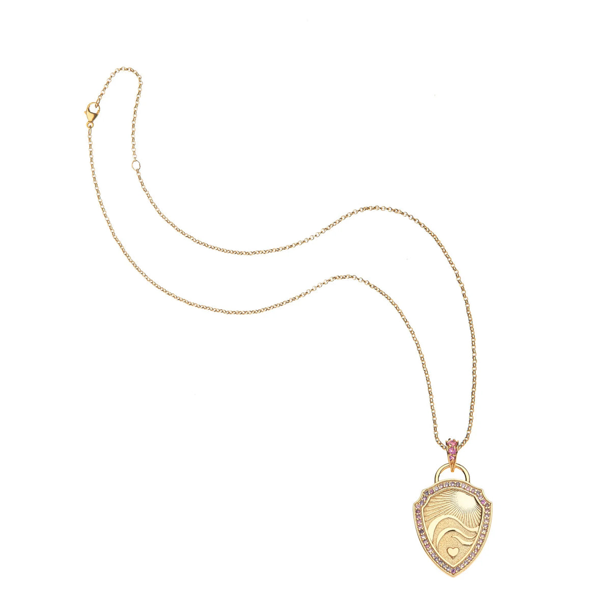 Love Courage Strength Shield Pendant Coin 16-18" Classic Rolo