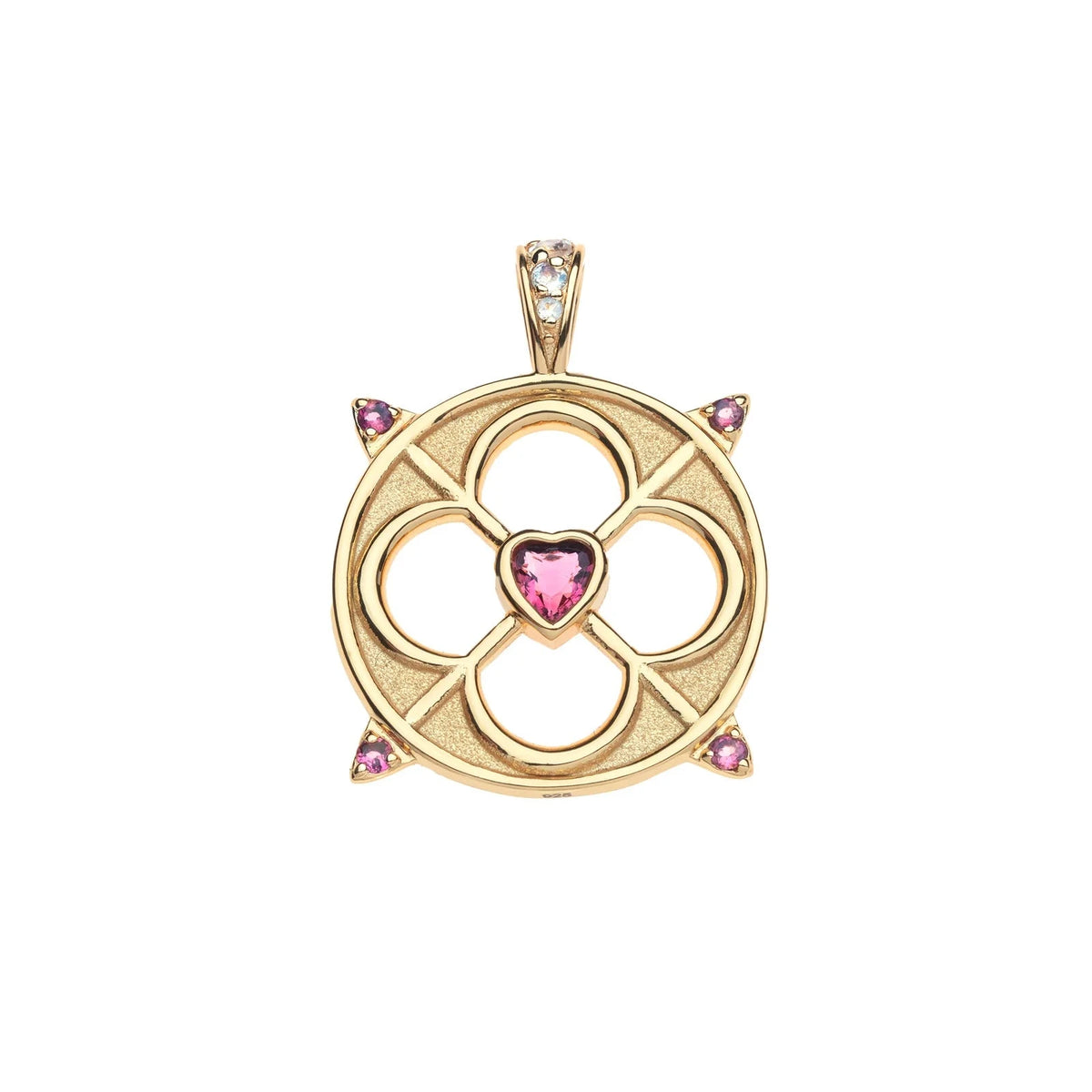 Love Cutout Pendant in Pink Tourmaline 16-18" Classic Rolo Necklaces Jane Win 