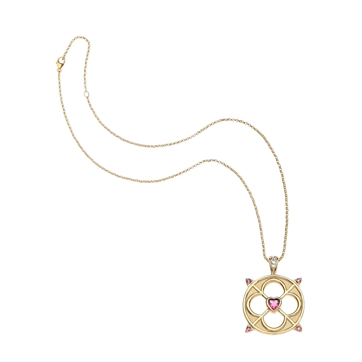 Love Cutout Pendant in Pink Tourmaline 16-18" Classic Rolo Necklaces Jane Win 