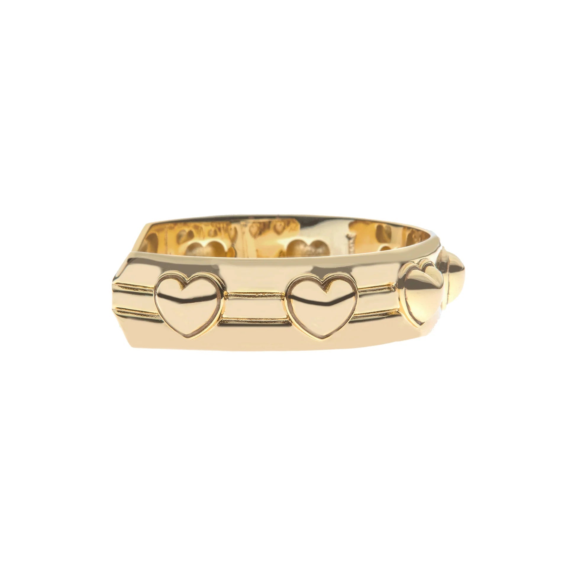 Love Set In Stone Heart Cuff Gold Bracelets Jane Win 