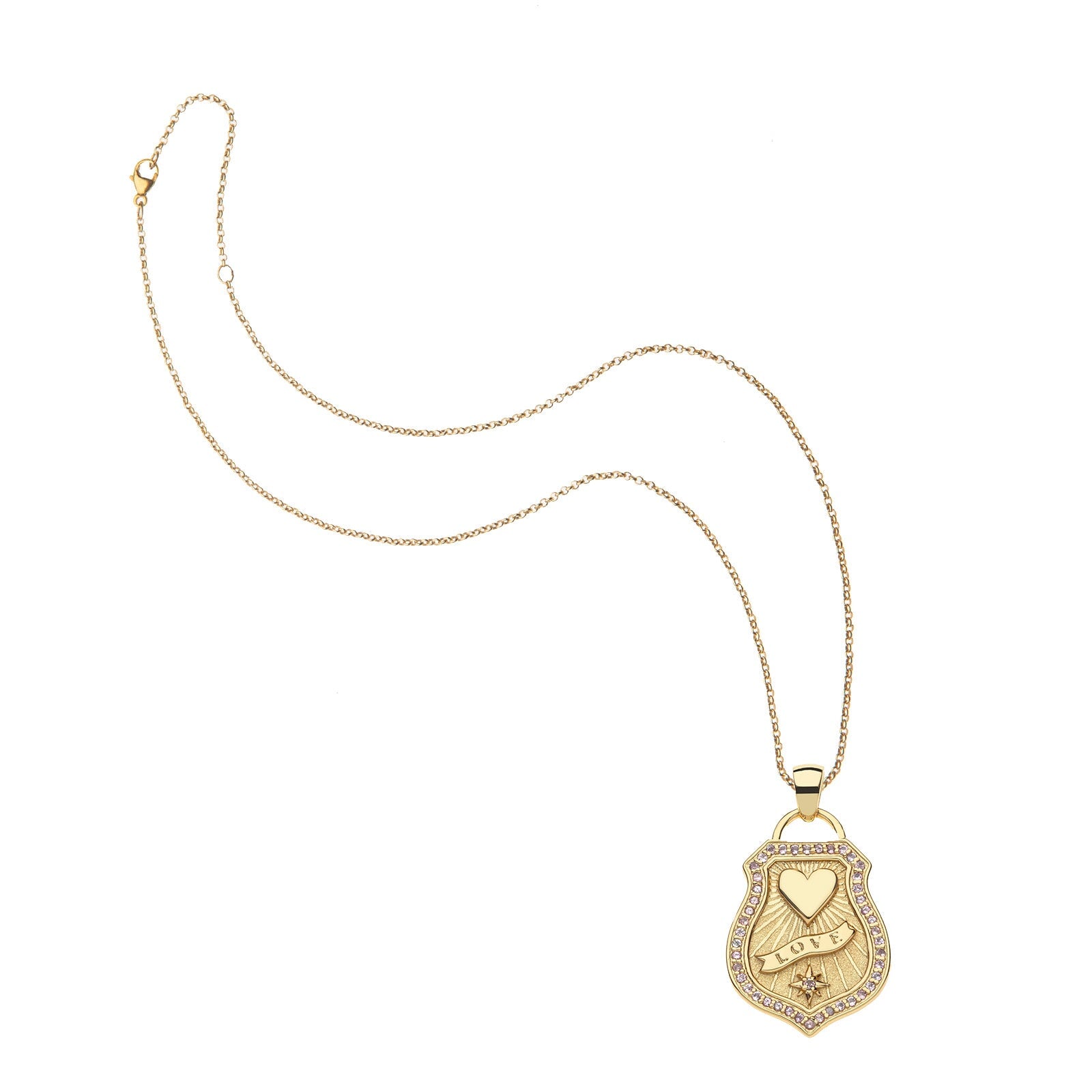 Love Shield Pendant 16-18" Classic Rolo Necklaces Jane Win 