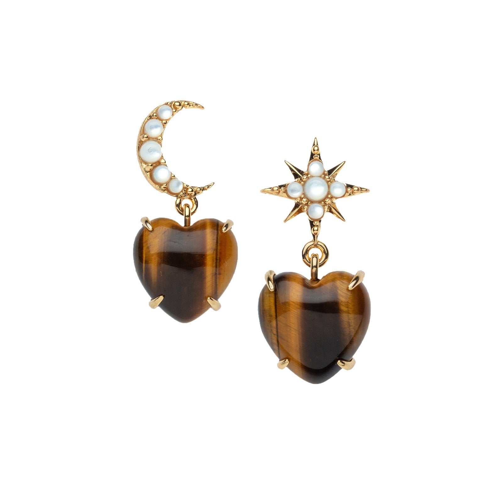 Love You to the Moon and Stars Earrings Tiger's Eye Earrings Jane Win 