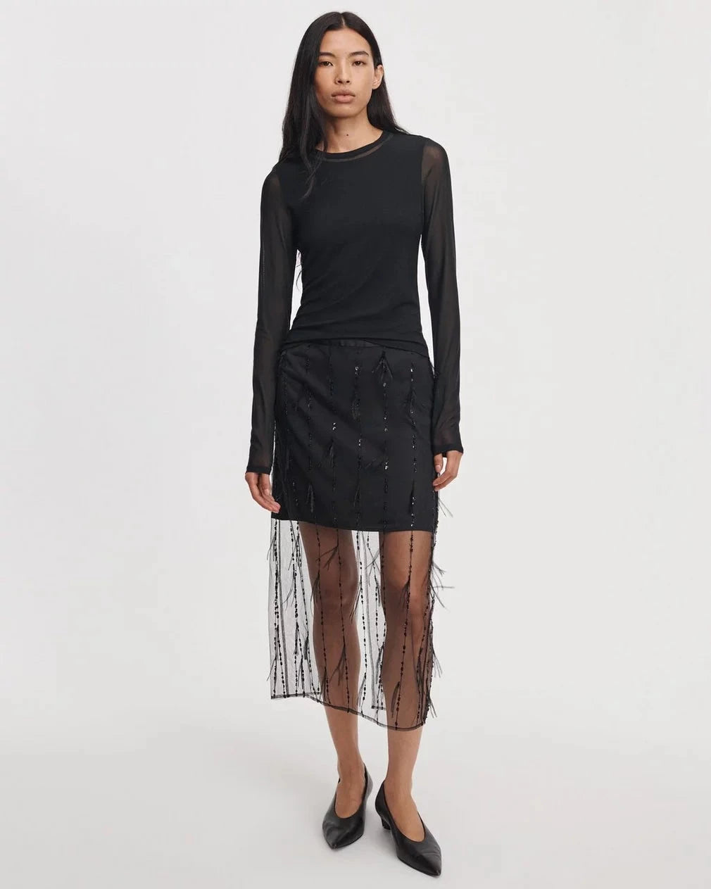Luca Mesh Paneled Top Black Tops - Tees rag &amp; bone 