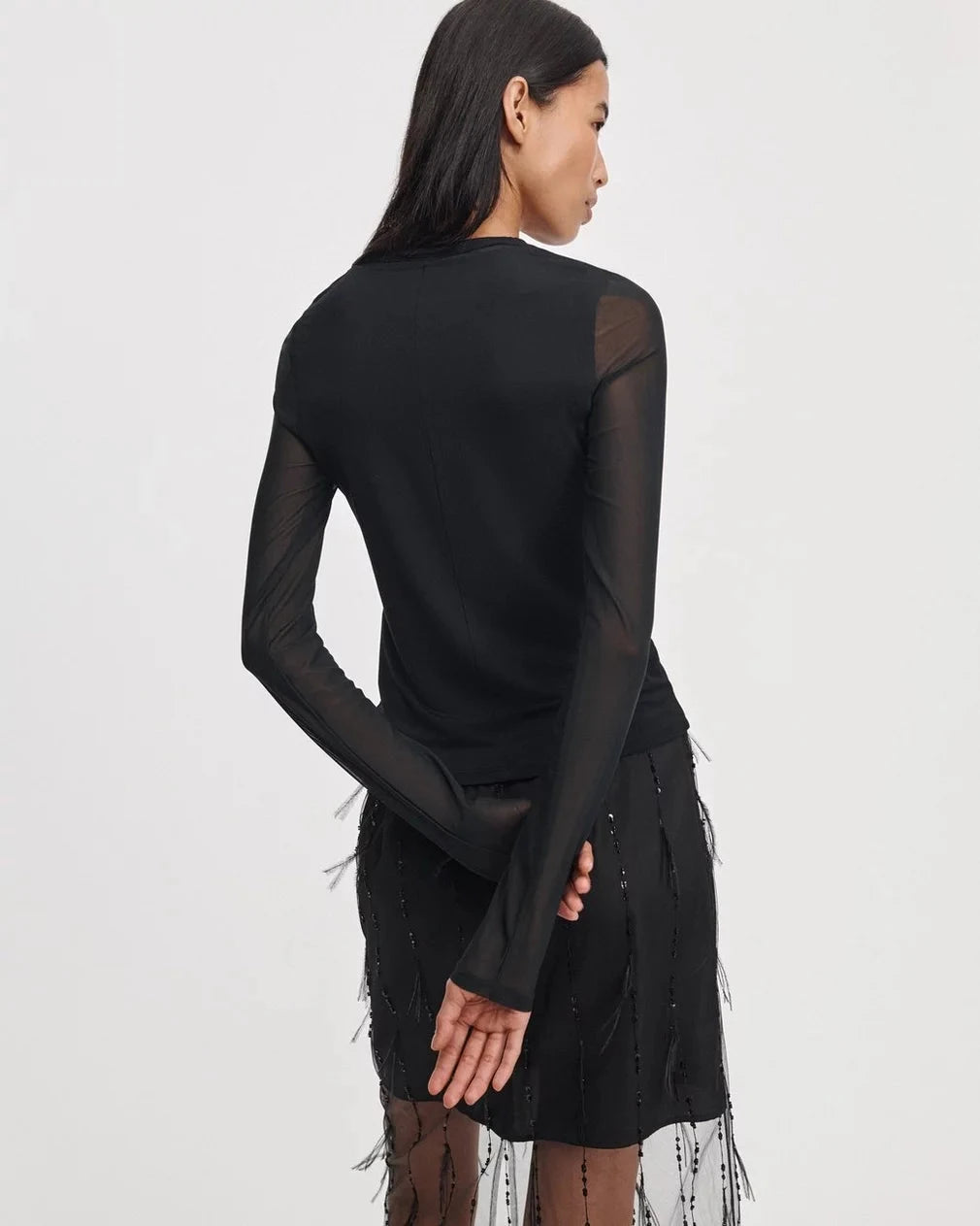 Luca Mesh Paneled Top Black Tops - Tees rag &amp; bone 