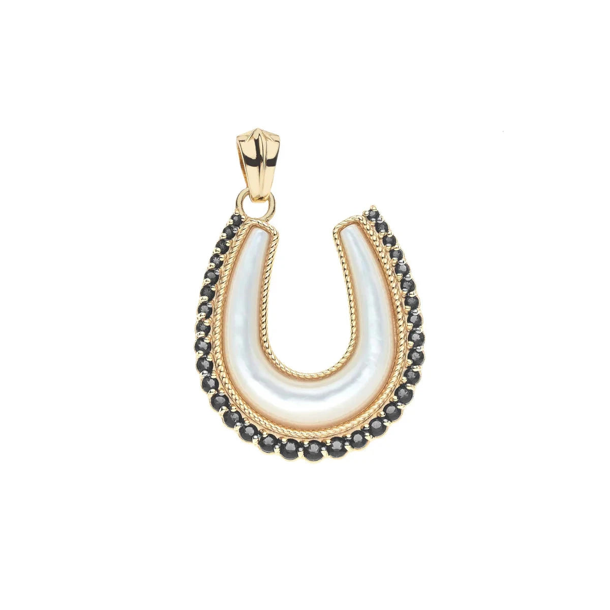 Feeling Lucky Mother of Pearl Horseshoe Pendant 16-18" Classic Rolo Necklaces Jane Win 
