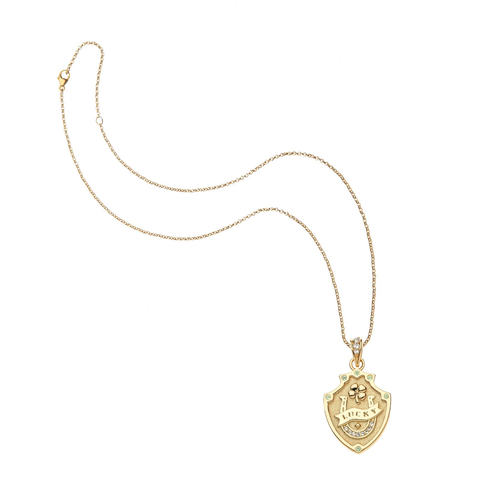 Lucky Shield Pendant 16-18" Classic Rolo Necklaces Jane Win 