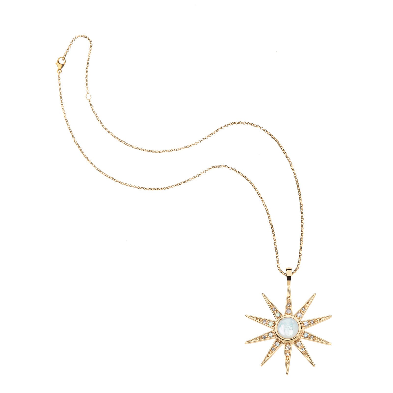 Lucky Sparkling Supernova Pendant Mother of Pearl 16-18" Classic Rolo Necklaces Jane Win 