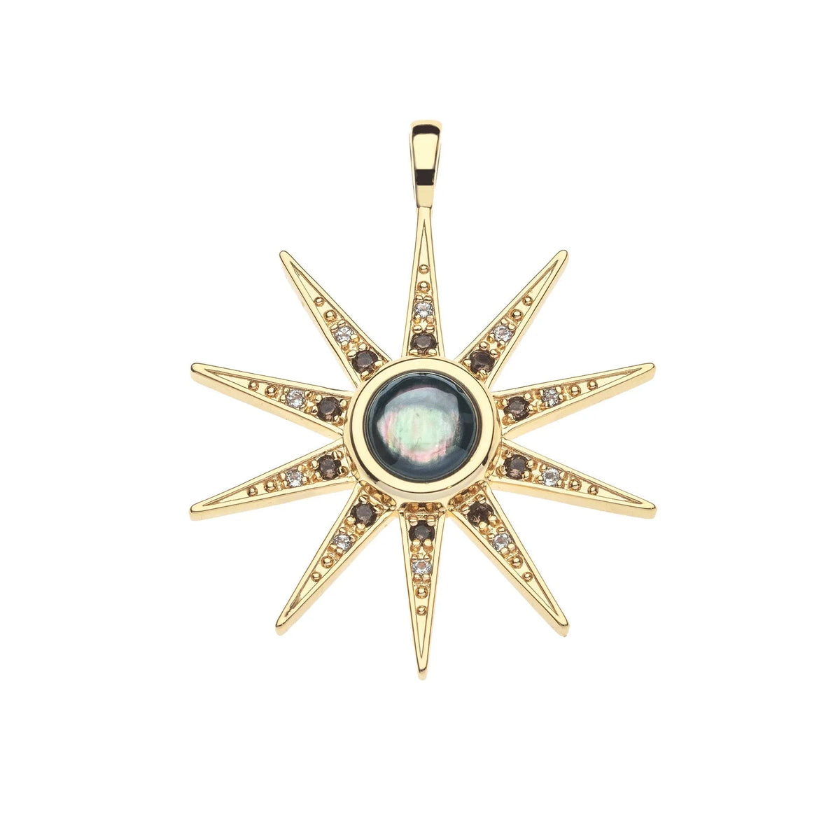 Lucky Sparkling Supernova Pendant Black Mother of Pearl 16-18" Classic Rolo Necklaces Jane Win 