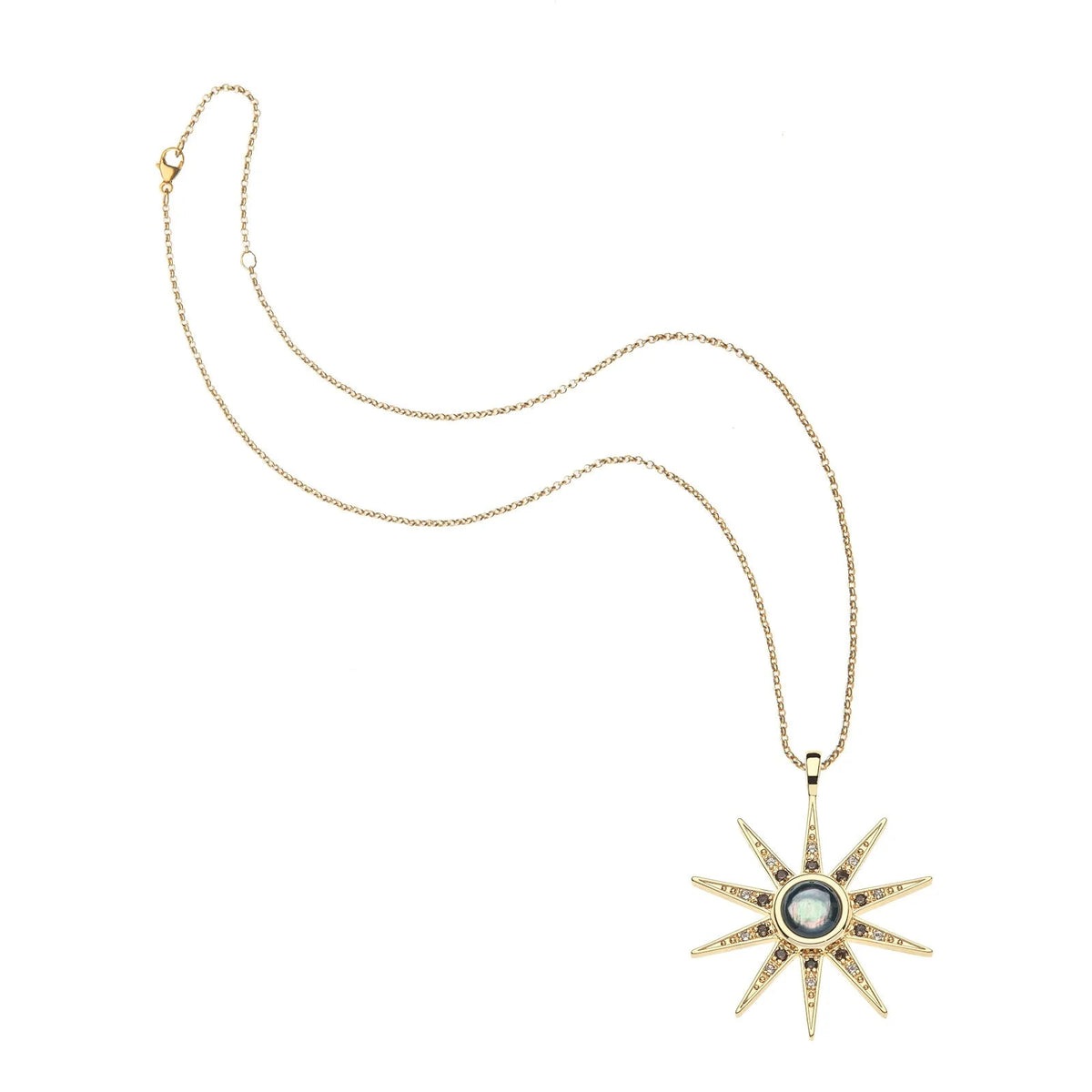 Lucky Sparkling Supernova Pendant Black Mother of Pearl 16-18" Classic Rolo Necklaces Jane Win 