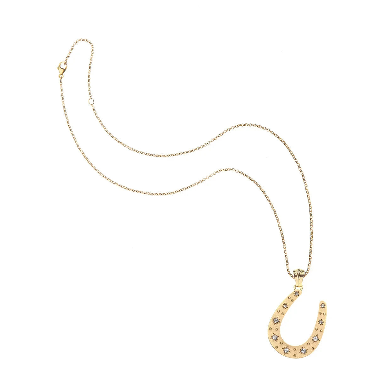 Lucky Starry Horseshoe Pendant 16-18" Classic Rolo Necklaces Jane Win 