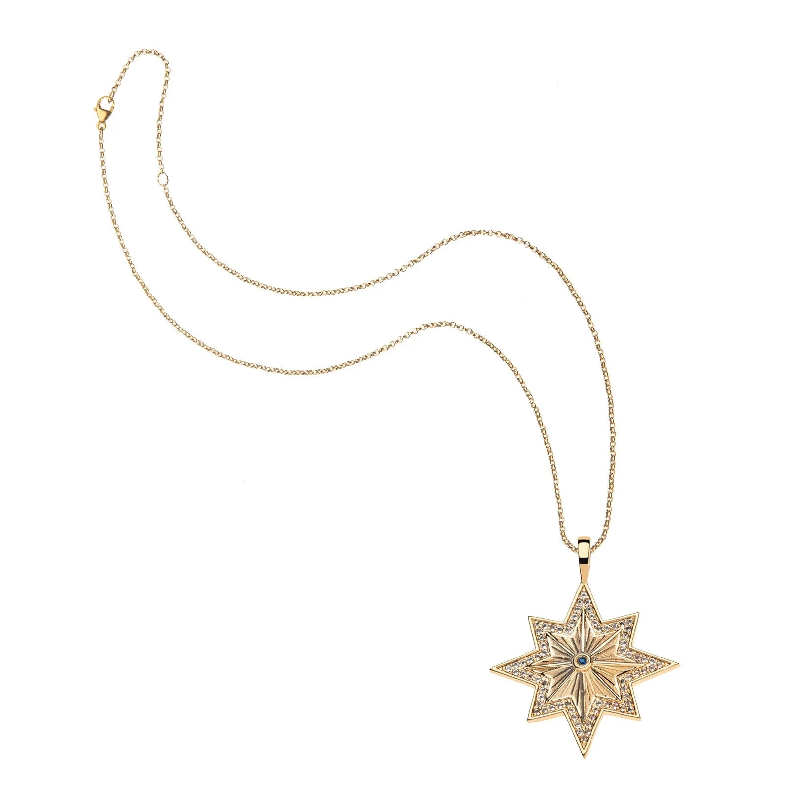 Lucky Wish On A Star Embellished Pendant 16-18" Classic Rolo Necklaces Jane Win 