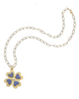 Lucky In Love Clover Pendant Lapis 18" Drawn Link Necklaces Jane Win 