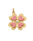 Lucky in Love Clover Pendant with Coral 18" Drawn Link Chain Necklaces Jane Win 
