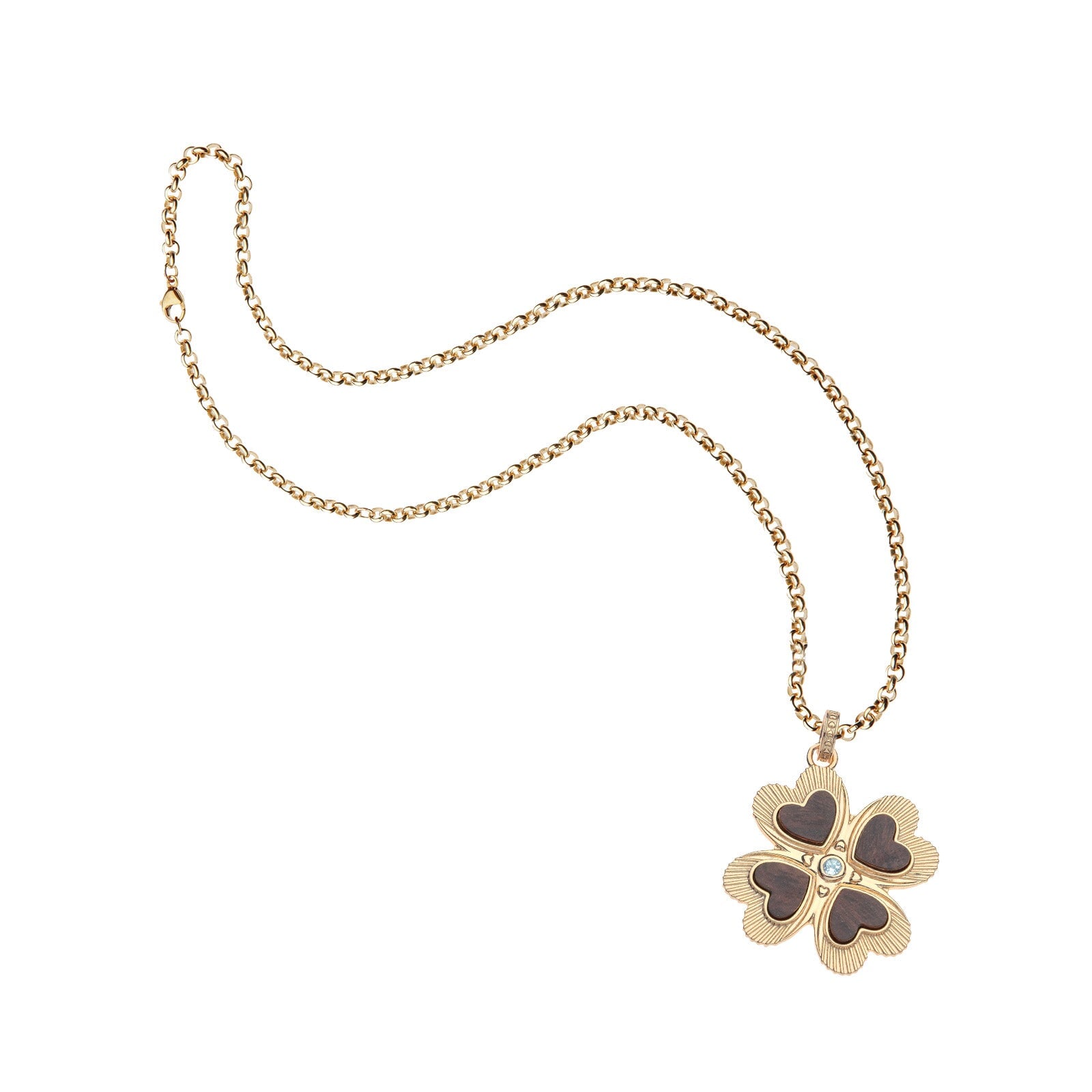 Lucky in Love Clover Pendant with Wood 18" Grand Rolo Chain Necklaces Jane Win 
