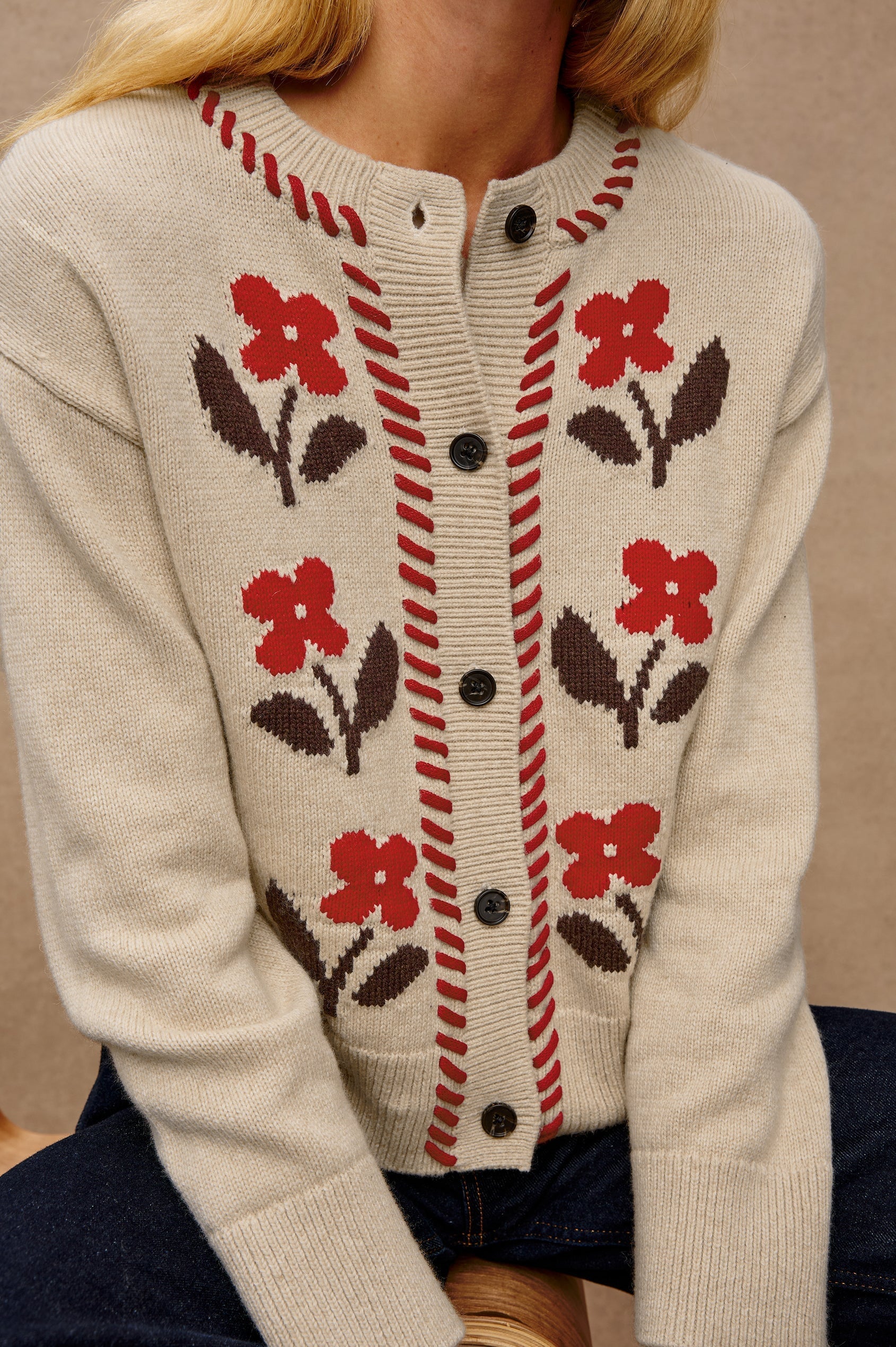 Mavie Cardigan Carmine Floral Sweater - Cardigans Rails 