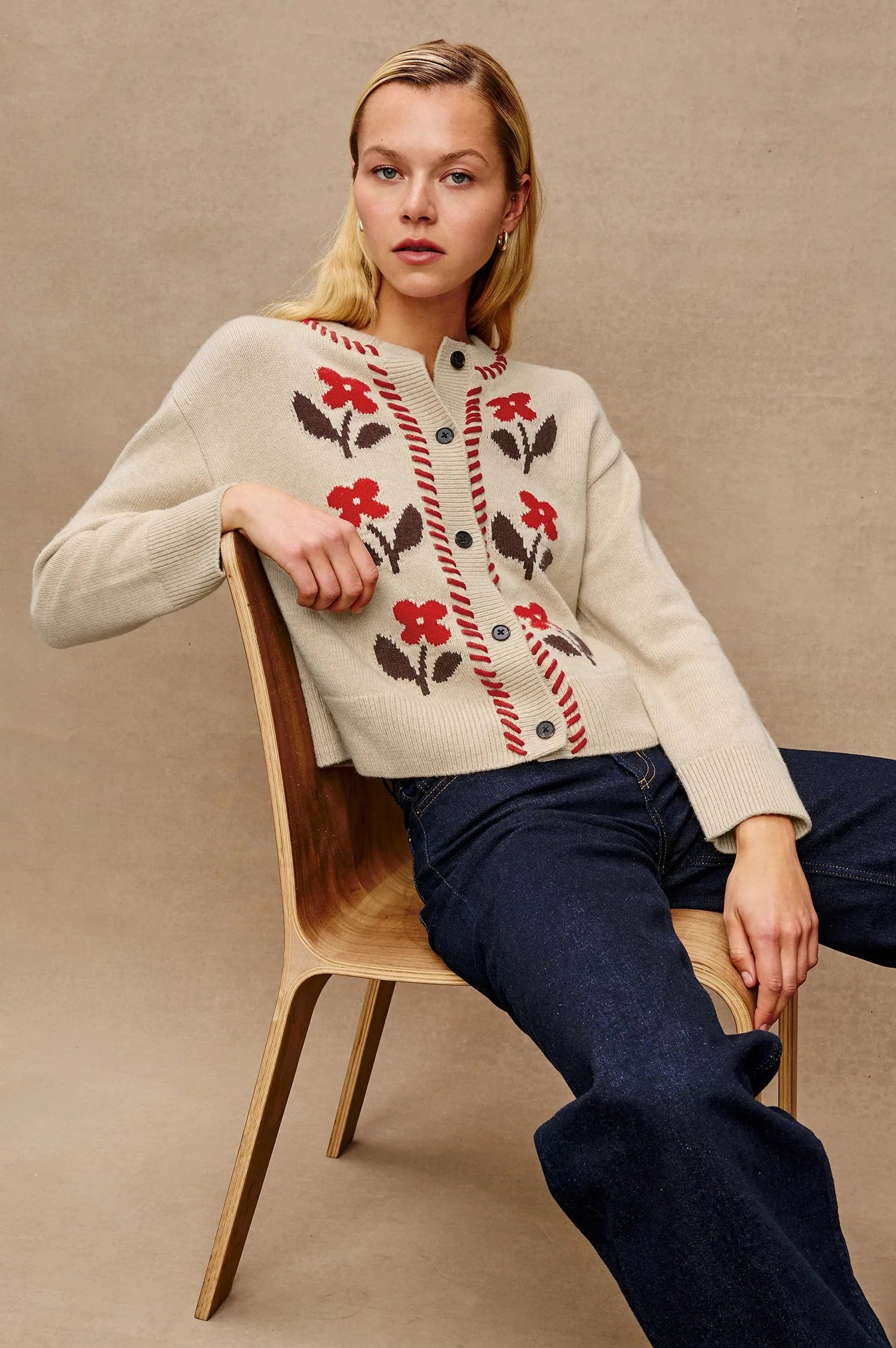 Mavie Cardigan Carmine Floral Sweater - Cardigans Rails 