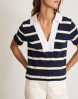 Melanie Top Maritime Blue/Cream Wide Stripe Tops - Blouses Tanya Taylor 
