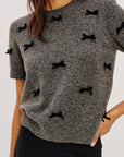Michele Charcoal Velvet Bows Sweater - Crewneck Rails 