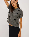 Michele Charcoal Velvet Bows Sweater - Crewneck Rails 