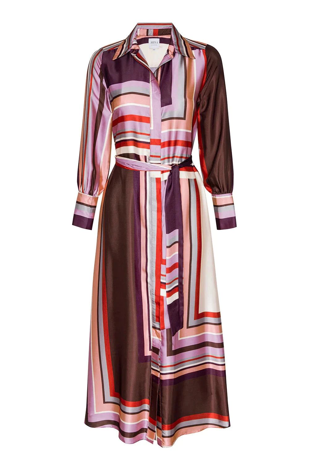Herminia Dress Chocolate Geo Stripe Dresses - Midi Misa 