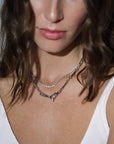 Emma Bezel Tennis Necklace 16" Sterling Silver