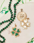 Lucky in Love Clover Pendant with Malachite 18" Drawn Link Necklaces Jane Win 