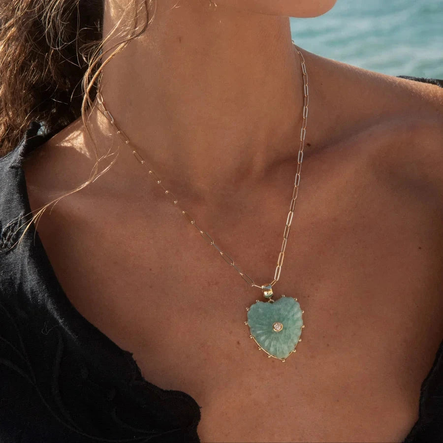 Marlene Heart Bail Charm Amazonite Necklace Charm Thatch 