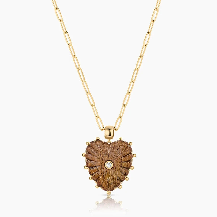 Marlene Heart Bail Charm Tiger's Eye Necklace Charm Thatch 