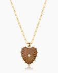 Marlene Heart Bail Charm Tiger's Eye Necklace Charm Thatch 