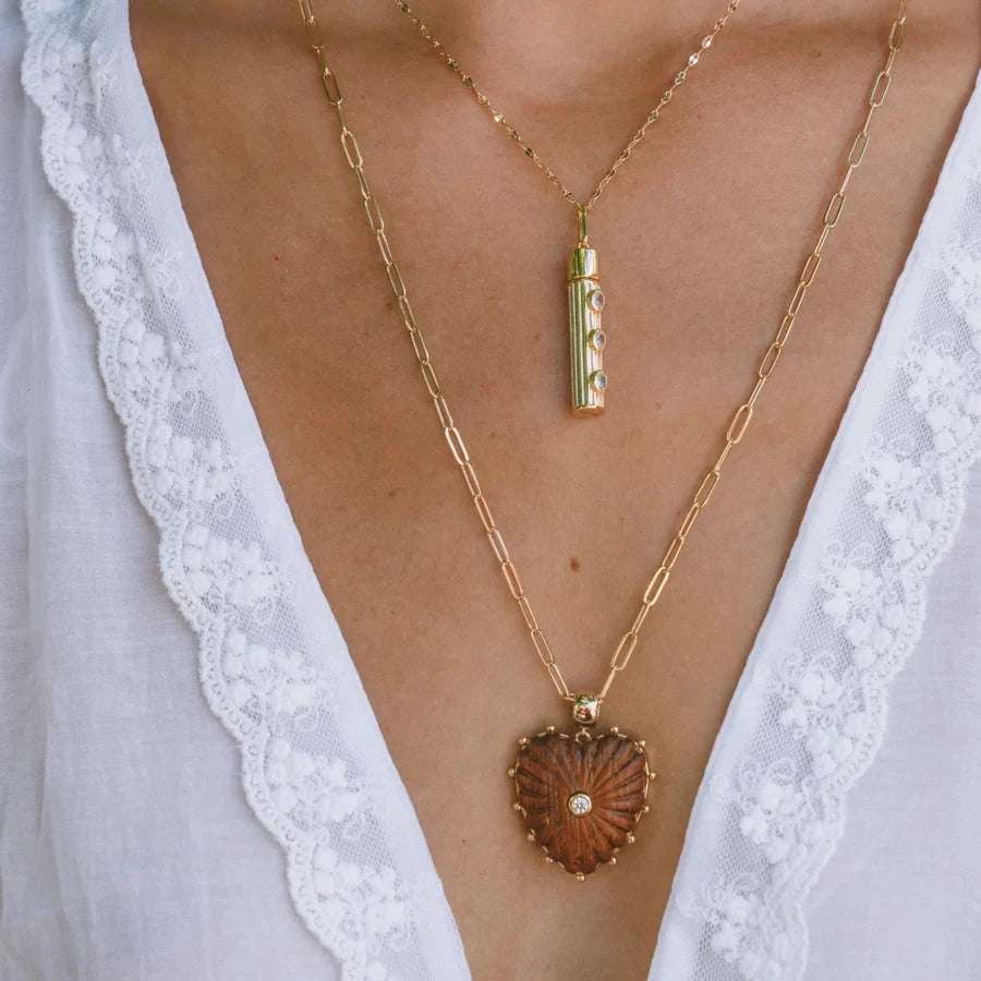Marlene Heart Bail Charm Tiger's Eye Necklace Charm Thatch 