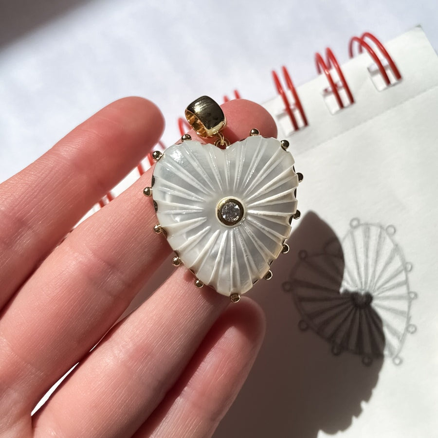 Marlene Heart Bail Charm Mother of Pearl Necklace Charm Thatch 