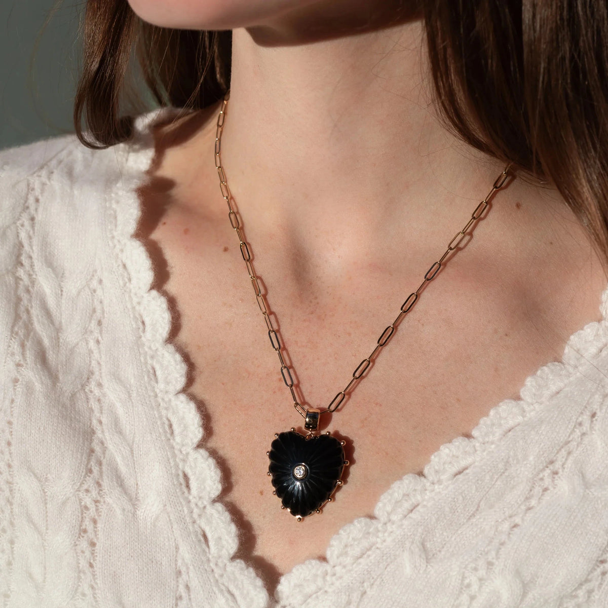 Marlene Heart Bail Charm Onyx Necklace Charm Thatch 