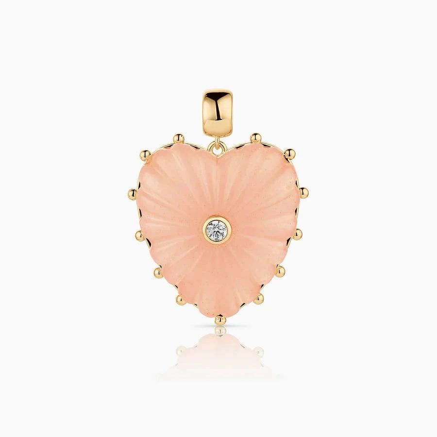 Marlene Heart Bail Charm Pink Jade Necklace Charm Thatch 
