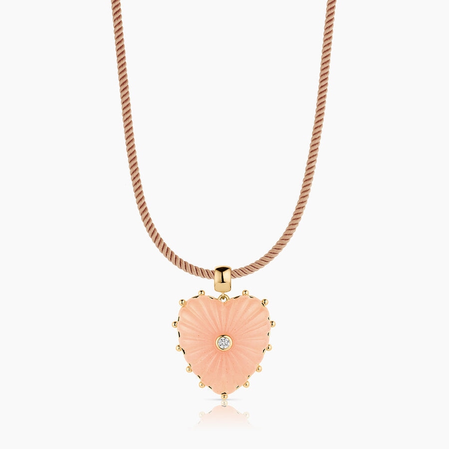 Marlene Heart Bail Charm Pink Jade Necklace Charm Thatch 