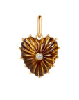 Heart-shaped pendant with gold and brown design on a white background