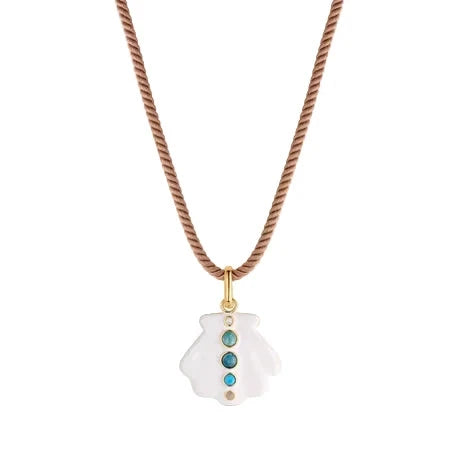 Maris White Enamel Shell Silk Cord Necklace Necklaces Thatch 