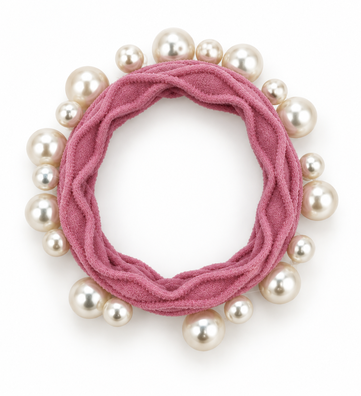 Textured Seamless Pearl Hair Ties Mauve